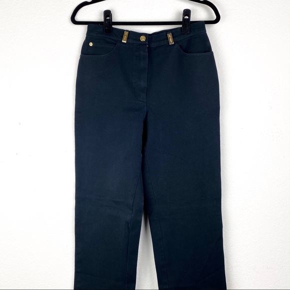 St. John Black Straight Leg Pants Gold Hardware - Picture 4 of 8